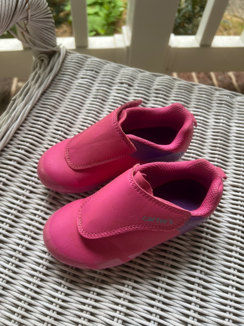 Carter's Bright Pink Slip-On Cleats with Purple Heel Accent